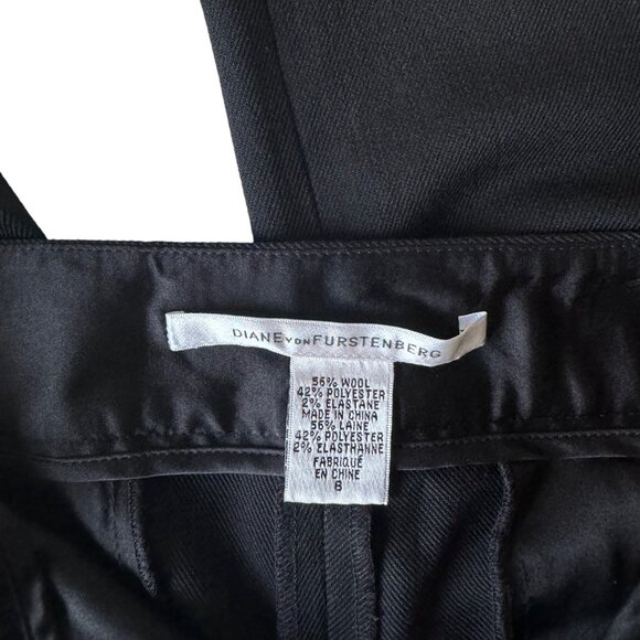 Diane von Furstenberg Black Flare Pants Sz.8 Wool Bland Career Old Money Chic - Picture 7 of 9